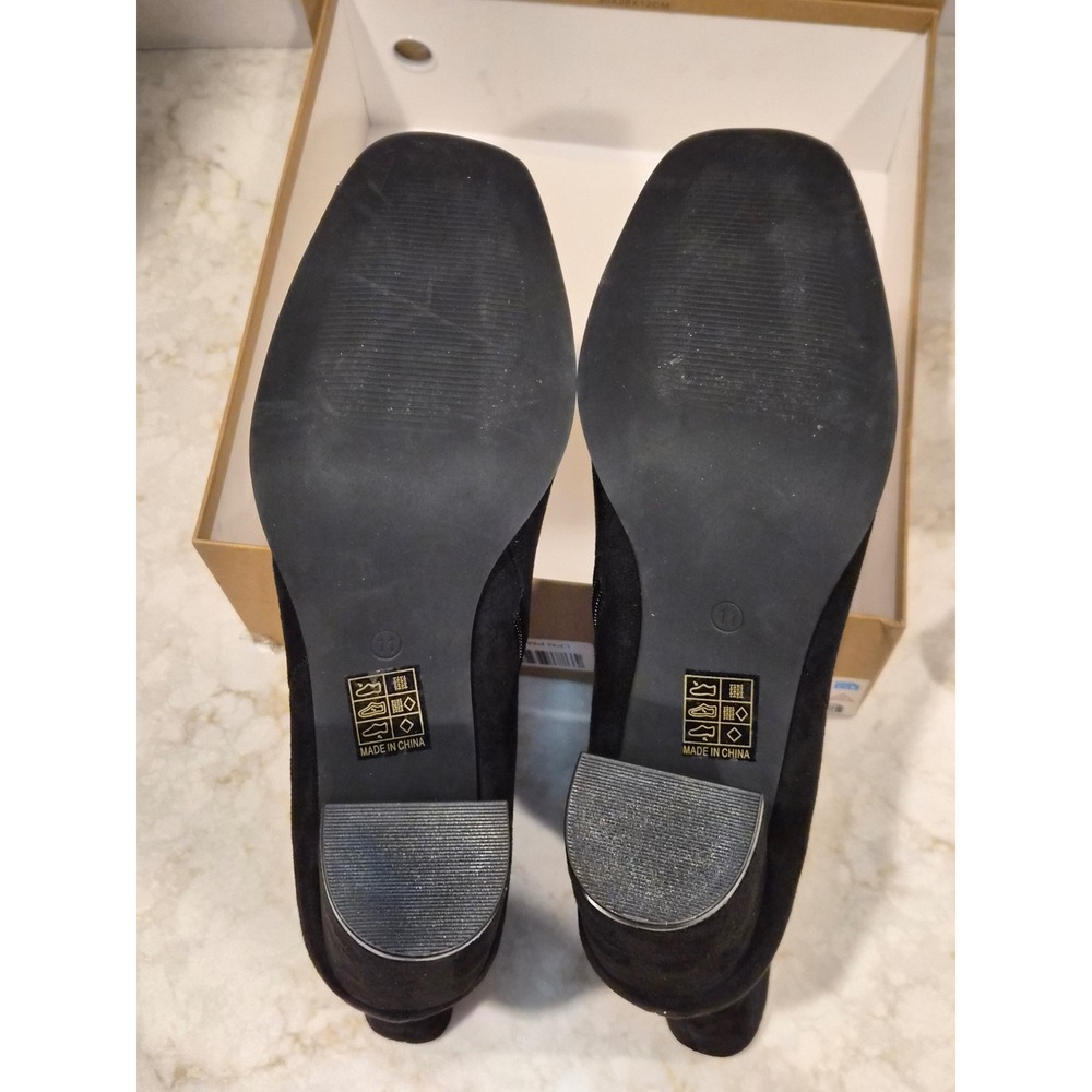 Elisabet Tang Womens Black Suede Square Toe Block Heel Ankle Boots TEB392 Sz. 11 - Picture 7 of 7